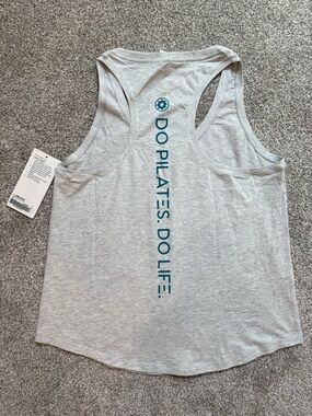 lululemon athletica Heather Gray Racerback Tank with Teal Script